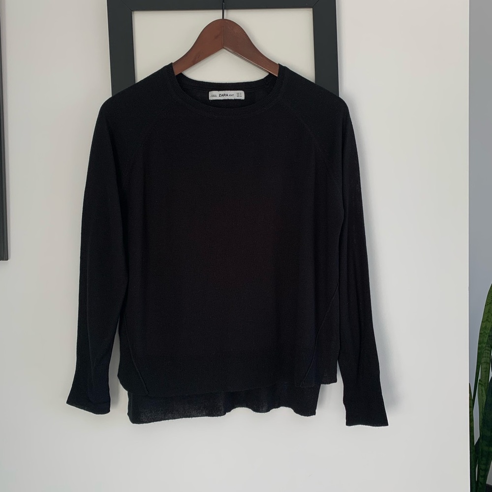 Zara Black Knit Lightweight Sweater Size Small